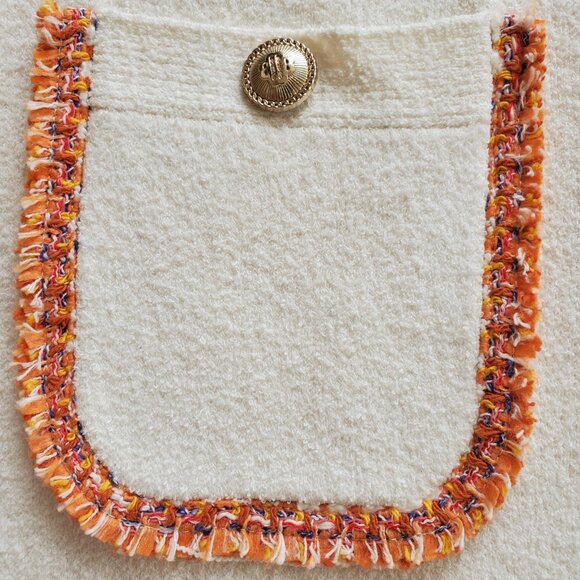 Maje ! Ivory and orange Trim mini Skirt ( EU/38) - Picture 5 of 11